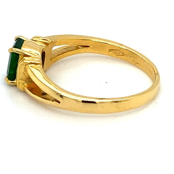 Certified Emerald .87ct Solid 18K Yellow Gold Ring - Picture 5 of 8